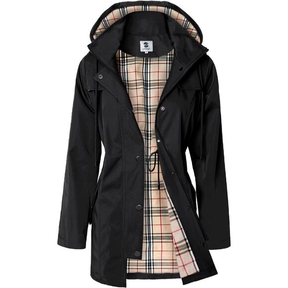 Women's Long Hooded Rain Jacket Outdoor Waterproof Windbreaker for All Seasons - Picture 1 of 6